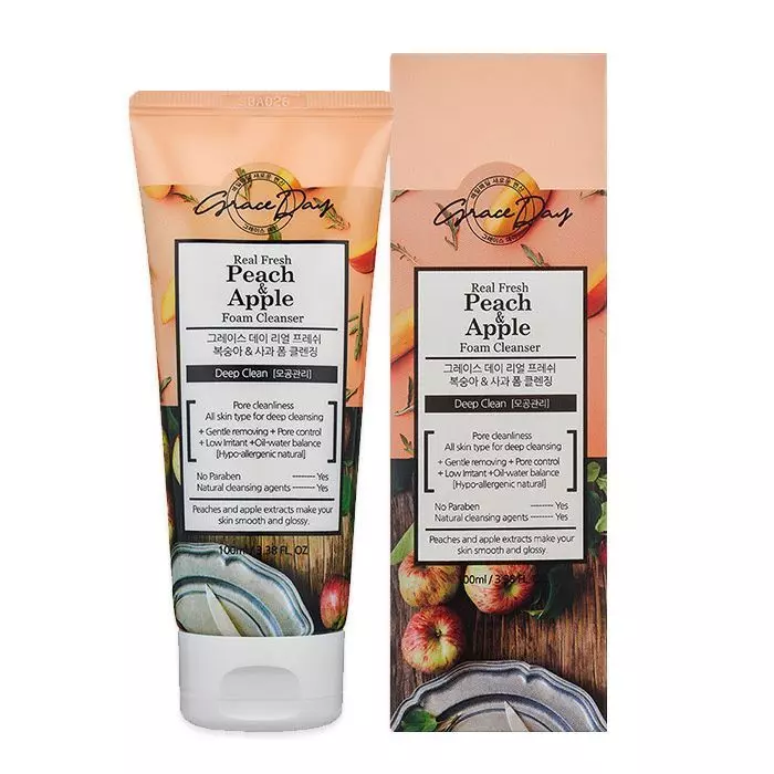 Пенка для умывания с экстрактами персика и яблока Grace Day Real Fresh Peach & Apple Foam Cleanser